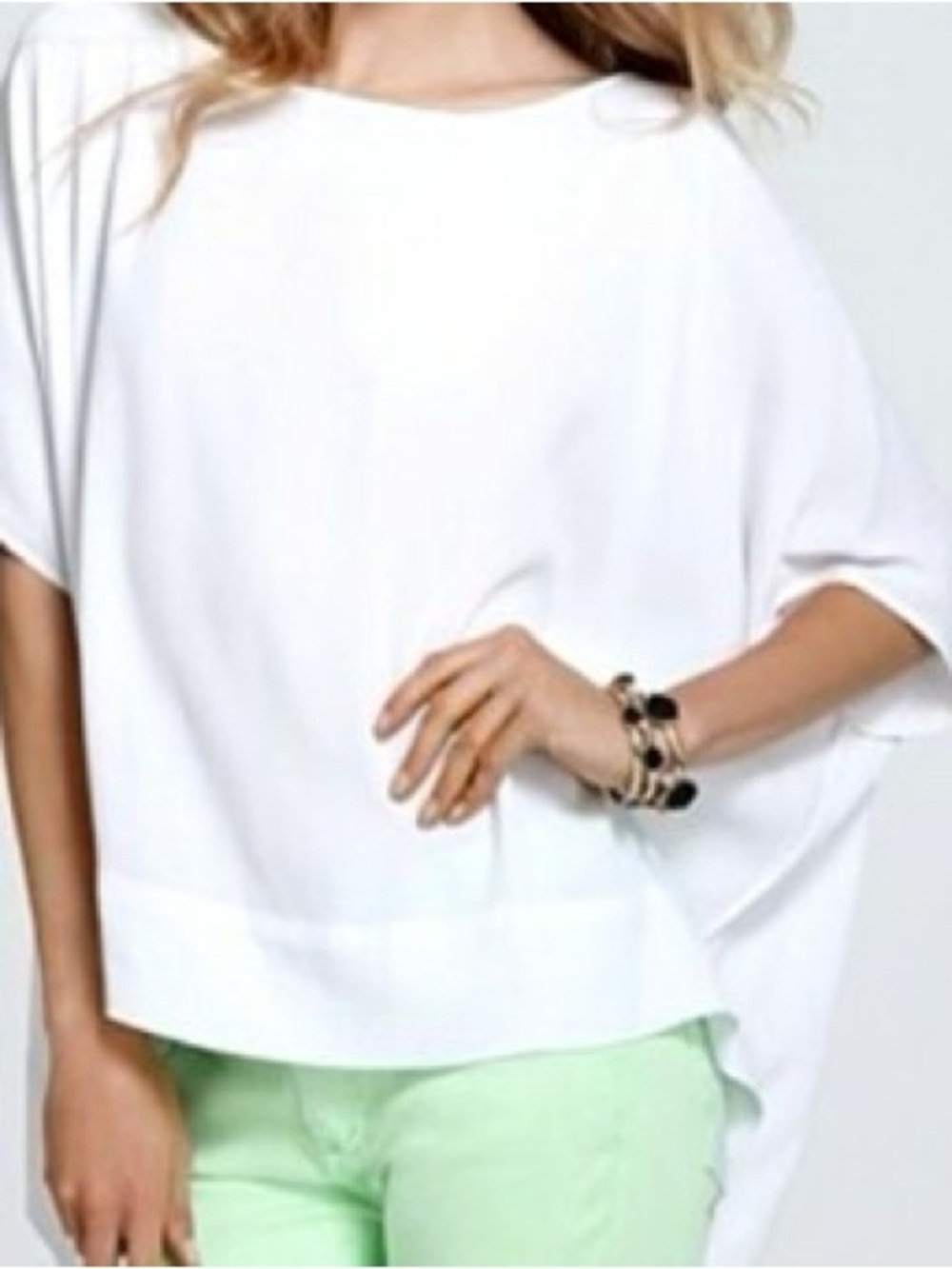 Diane von Furstenberg New Hanky Draped Tunic Top White P/S NWT